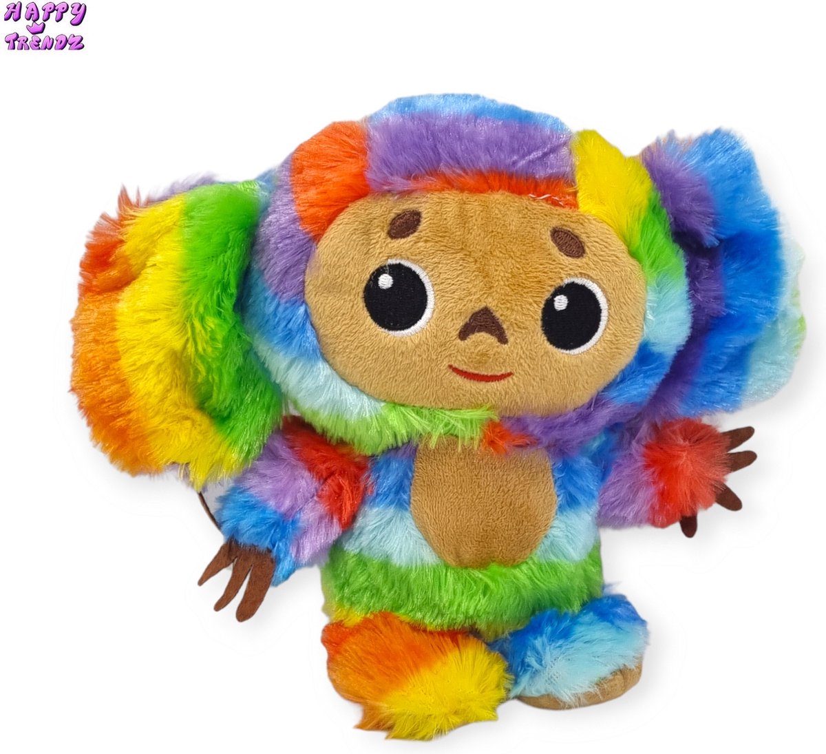 Happy Trendz® Cheburashka Knuffel - Rainbow - 22 cm - Rainbow kleuren - Anime Cheburashka Monkey Pluche Speelgoed, 20cm / 7.8inch Gevulde Dier Aap Pop Cadeau voor kinderen en fans