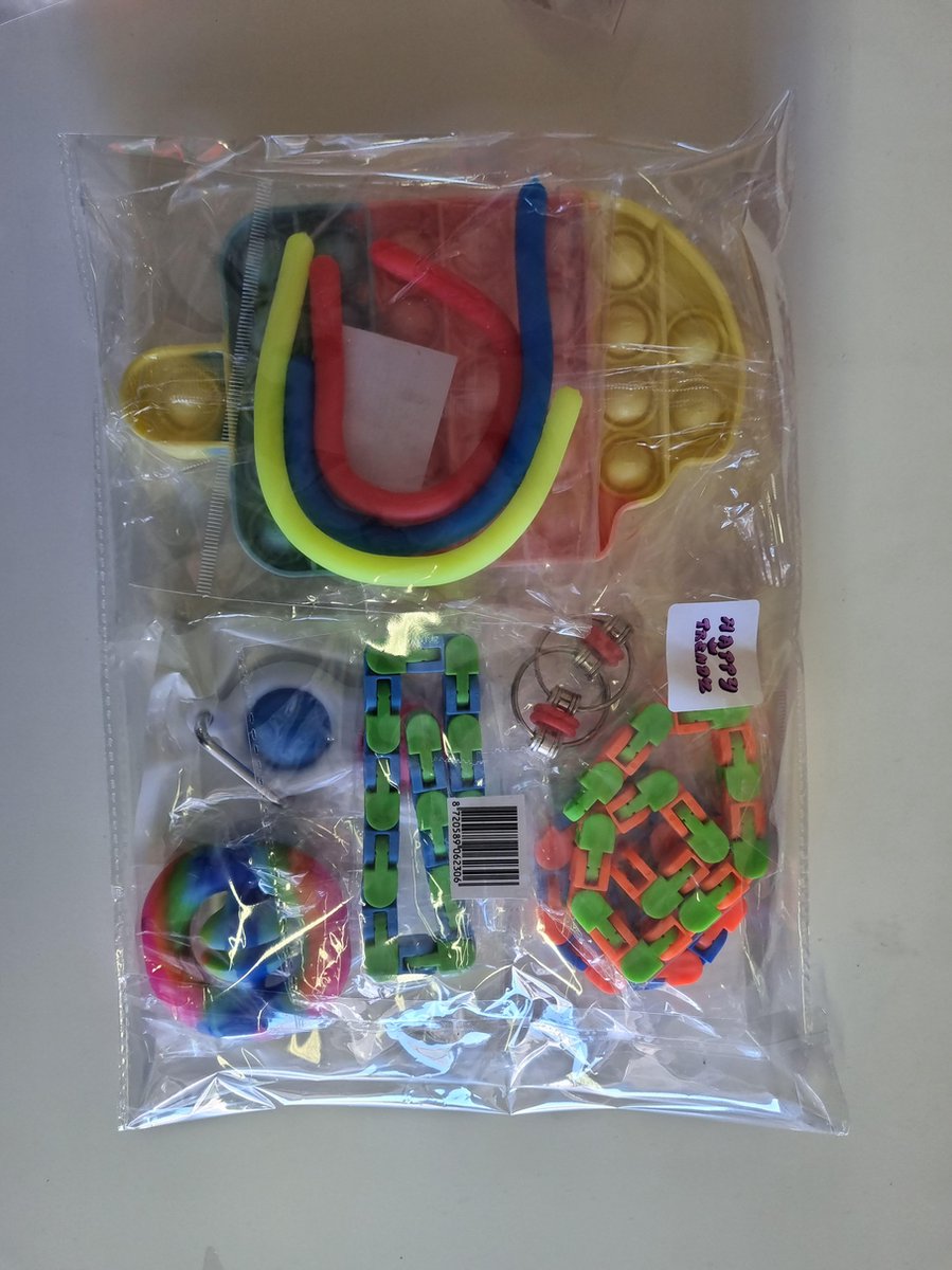 Happy Trendz® Fidget Toys Pakket ijs - Set met 10 verschillende Fidget Toys: Wacky Tracks, IJS Pop It , Simple Dimple, Pop It Fidget, Flippy Chain, Monkey Noodles, Snapperz Rainbow