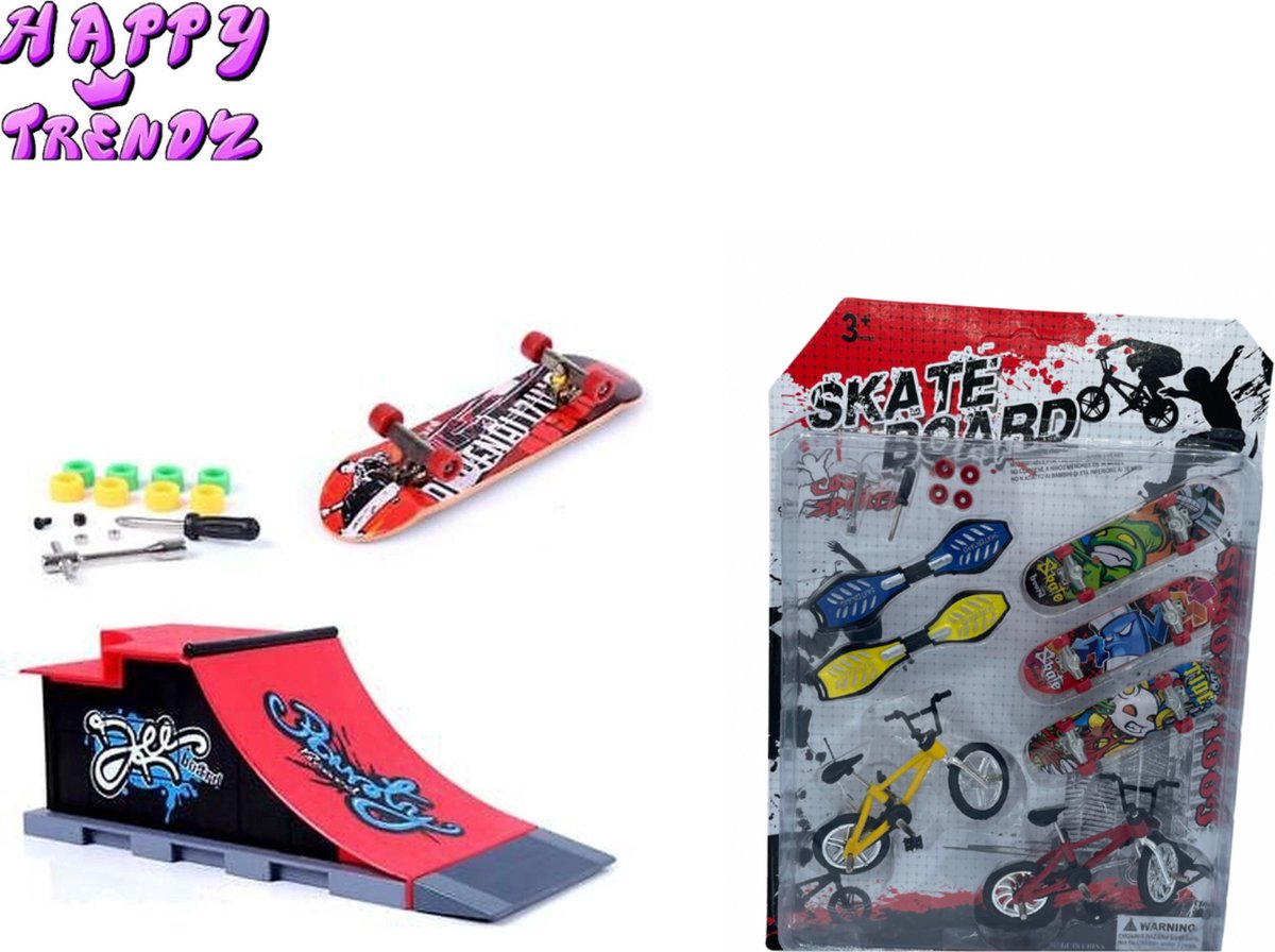 Happy Trendz® Finger Skate Park - 6 Skateboards - 2 BMX - Finger Skate Pakket