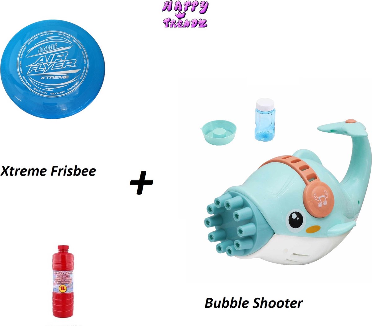 Happy trendz® - Dolfijn -   Machine - Frisbee - 1 Liter Zeepsop - Blauw - Zomer Speelgoed