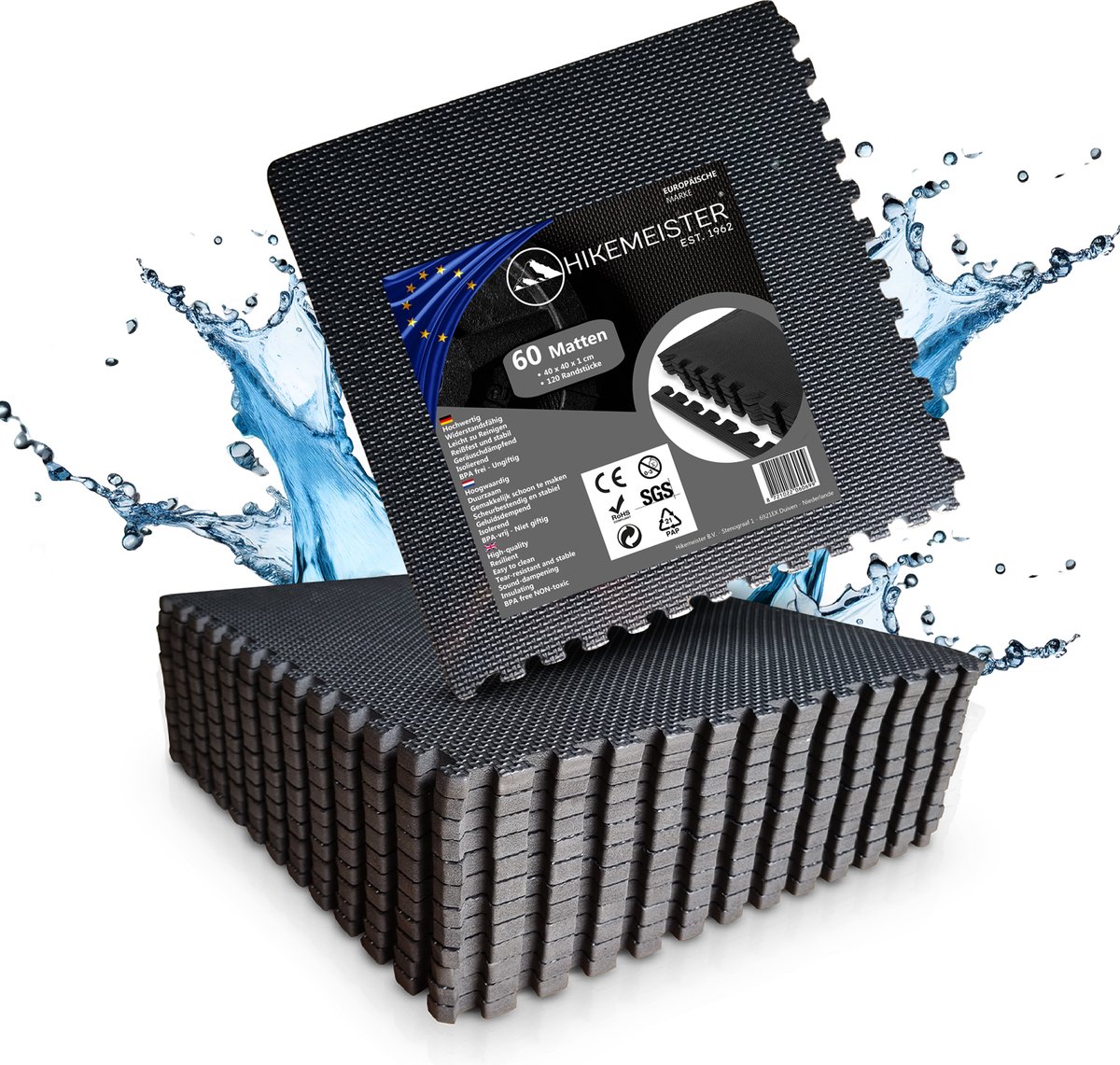 Fitness ondergrond - Zwembadvloer - Ondertegels - 60 stuks - 40x40cm - Zwembadfolie - Zwembad tegels - Zwembad ondervloer - Tuin ondervloer - Tuintegels - Fitness mat - Fitness vloer rubber - Rubber vloermat - 60 Stuks van 40x40 cm -Actie