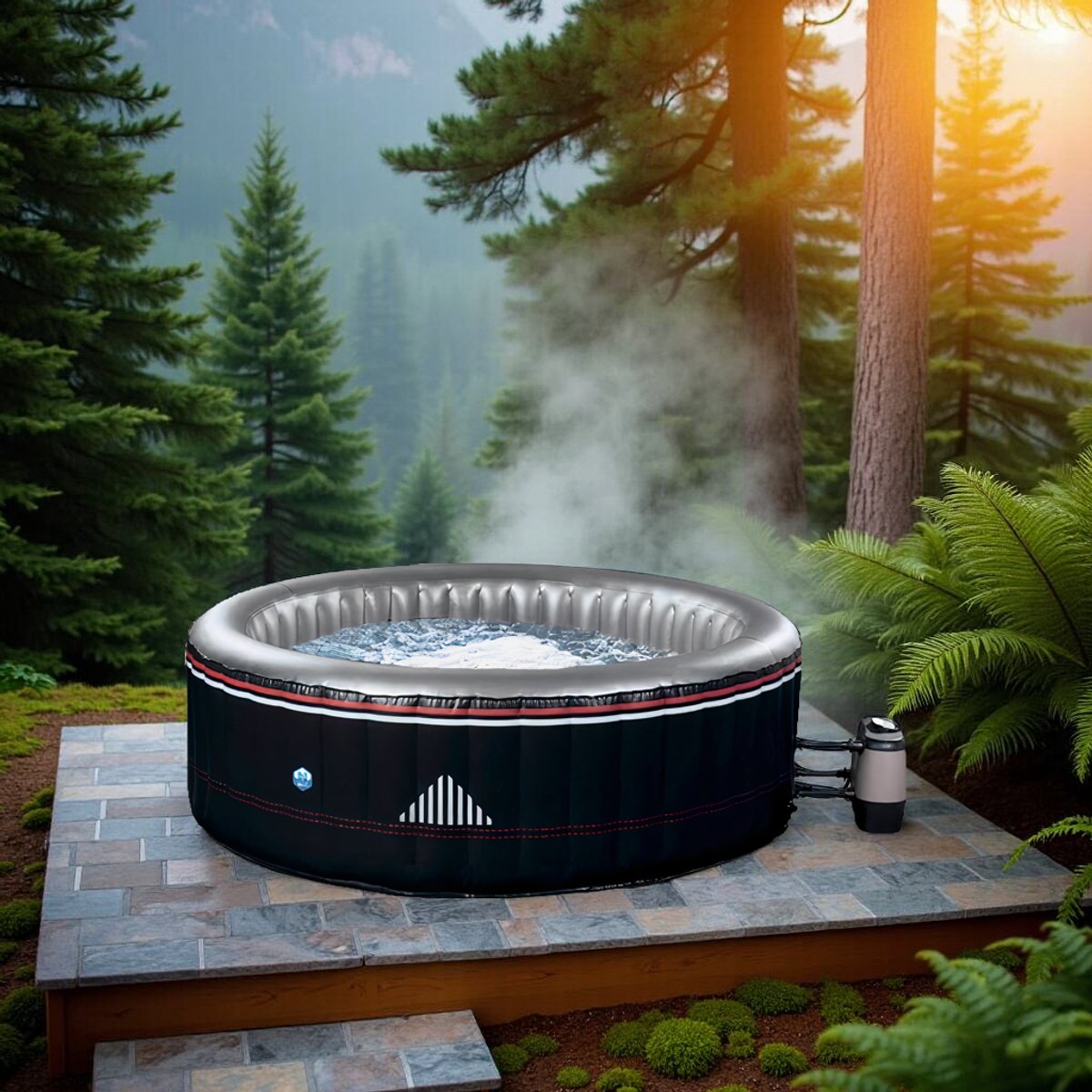 Luxe Opblaasbare Jacuzzi & Whirlpool voor 4 Personen – 110 Massagejets, Verwarming tot 42°C, Binnen & Buiten Spa - HomeByNicole