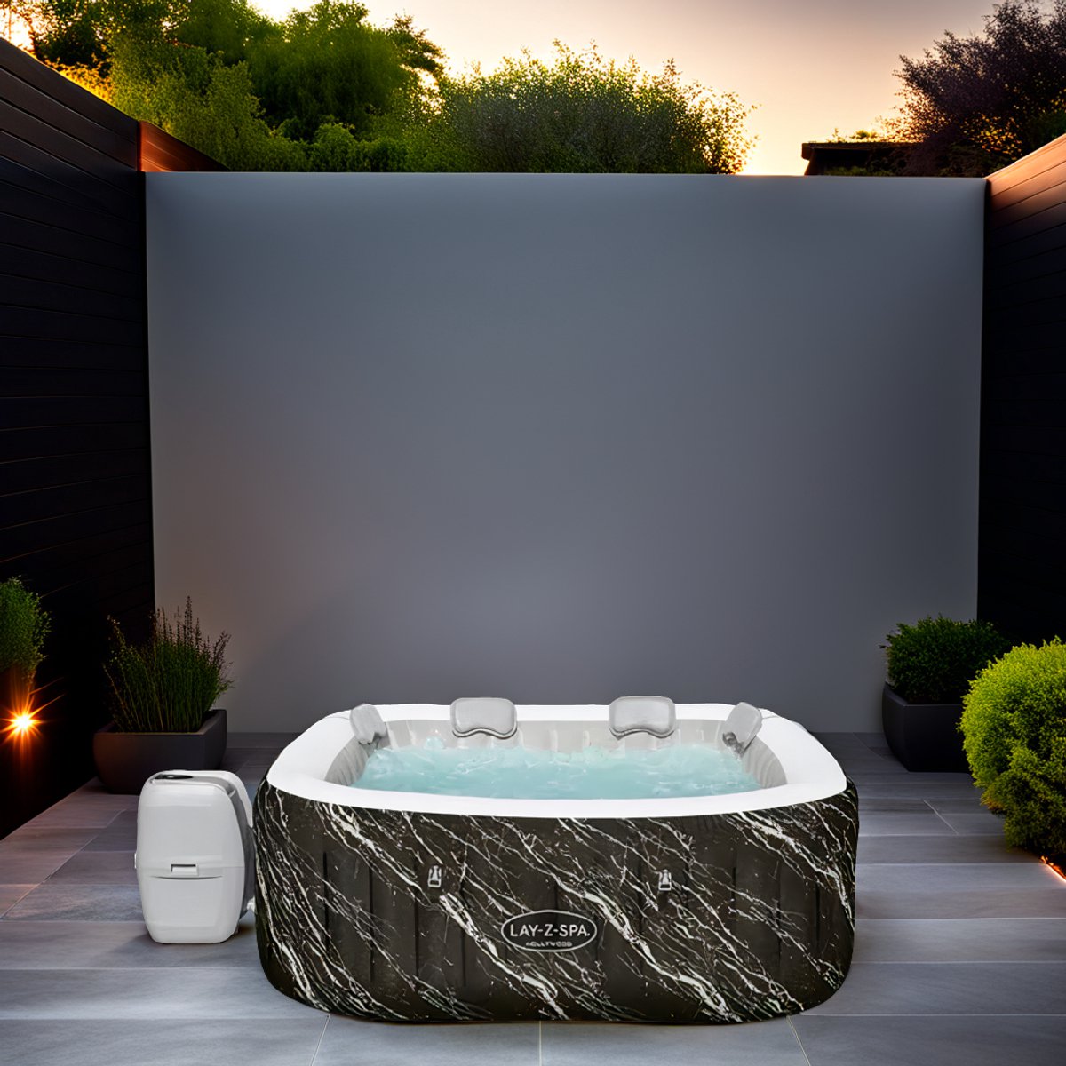 Opblaasbare Jacuzzi Spa met LED Verlichting – 6 Persoons Hottub – 140 AirJets Massage Bubbelbad – 40°C Verwarming – Inclusief Filter & Accessoires – Hometotry