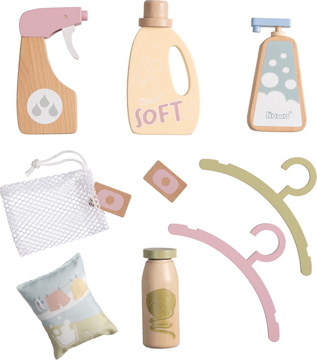   Kinderwasmachine Accessoires Houten Wasverzorging Set, 10-delig 4894