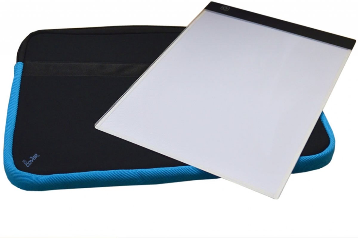 Hoes voor de A4 maat Lightpad in sterk neopreen, sleeve-case-tas-opbergtas voor de A4 maat LED licht Lichtbak / Tekentafel / Lichttafel / Lightpad / Lichtbox / Lightbox (Diamond Painting), zwart , mer