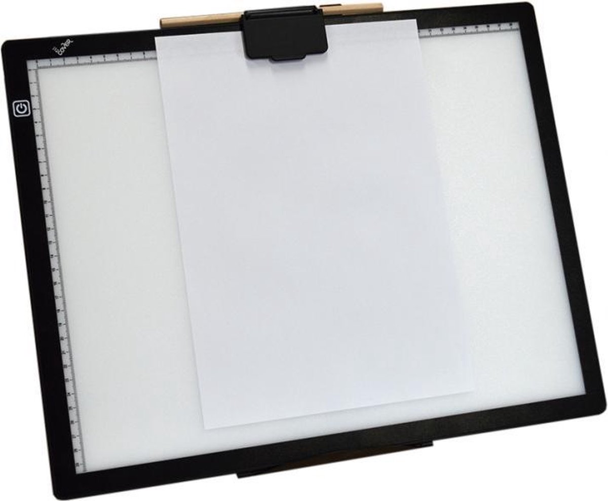 Professionele A3 Lightpad V2 met clip / LED licht Lichtbak / Tekentafel / Lichttafel / Lichtbox / Lightbox met 3 dimbare lichtstanden, o.a. Diamond Painting, fotografie, tekenen, tattoo met maatvoerin