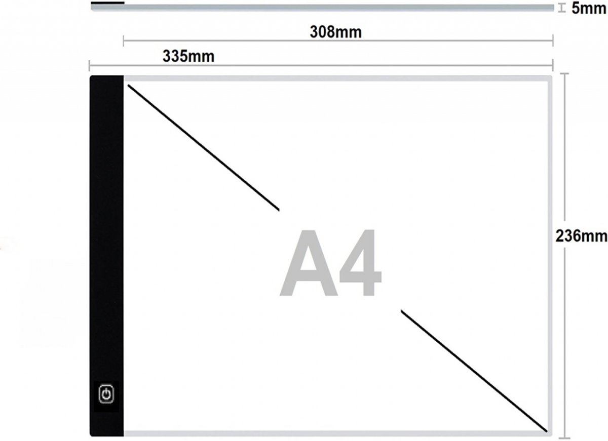 XL A4 Lightpad / LED licht Lichtbak / Tekentafel / Lichttafel / Lichtbox / Lightbox met 3 DIMBARE lichtstanden, o.a. voor Diamond Painting, fotografie, tekenen, tattoo etc, 23.6 x 33.5cm