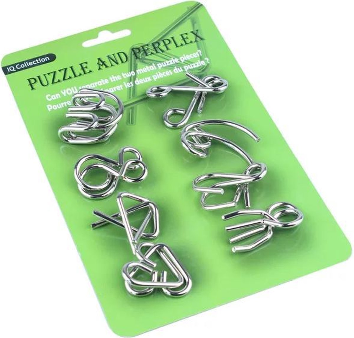 Metalen IQ puzzel - 8 mini breinbrekers - Type 2/Groen