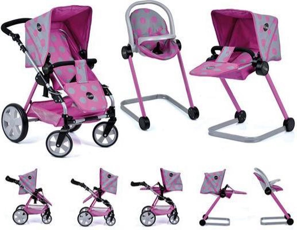 iCoo poppenwagen set Grow with me (incl. babyzitje, kinderstoel & poppenbed)