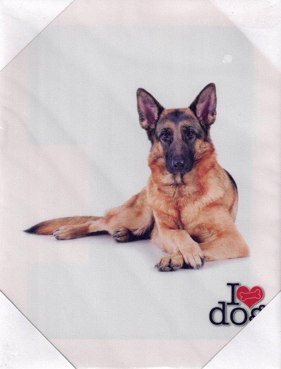 I love dog Canvas Herdershond 19x25cm