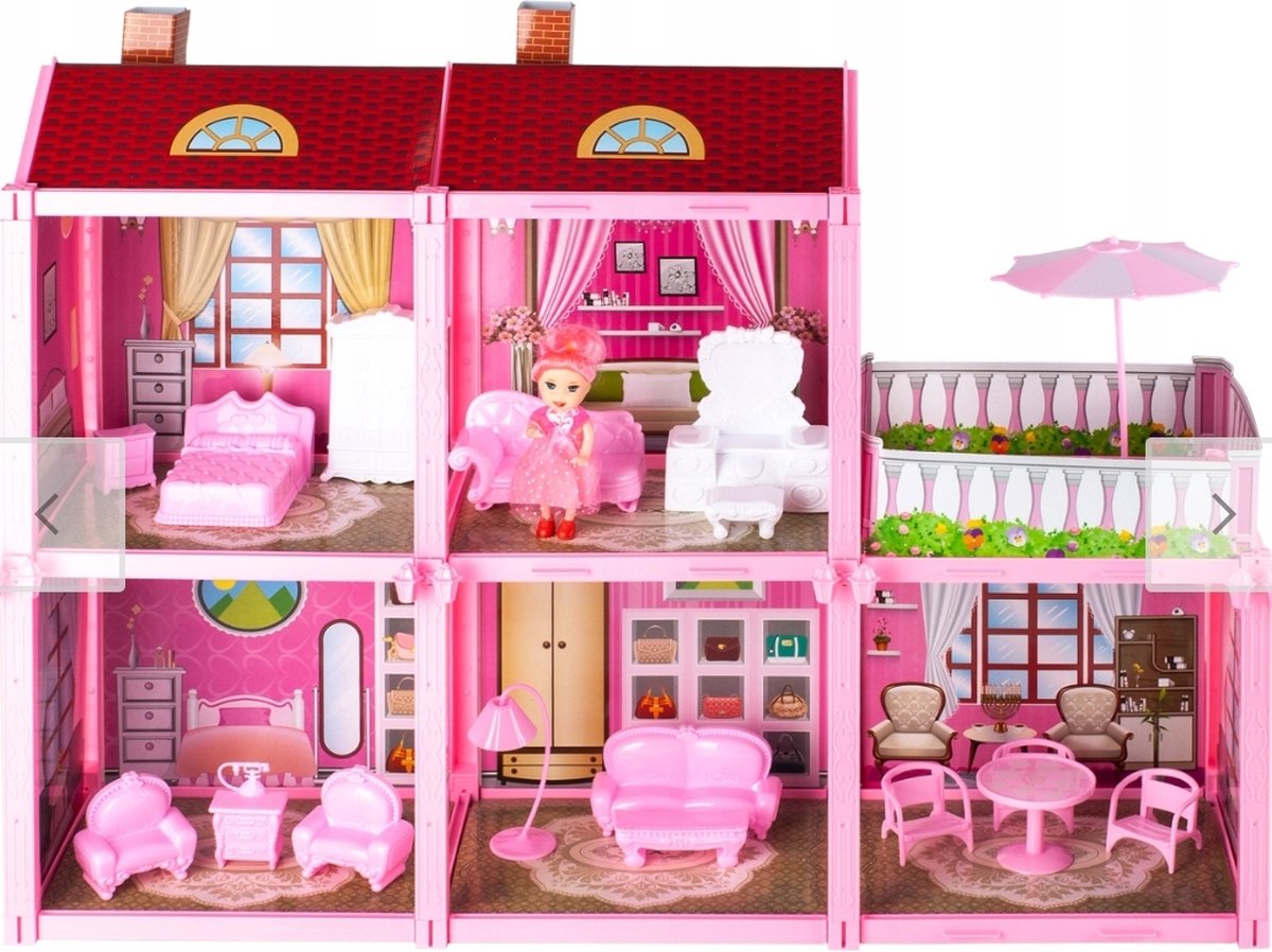 Ilso Poppenhuis Villa - 111-delig - Meubels en 1 Pop -  Inclusief Accessoires - Roze