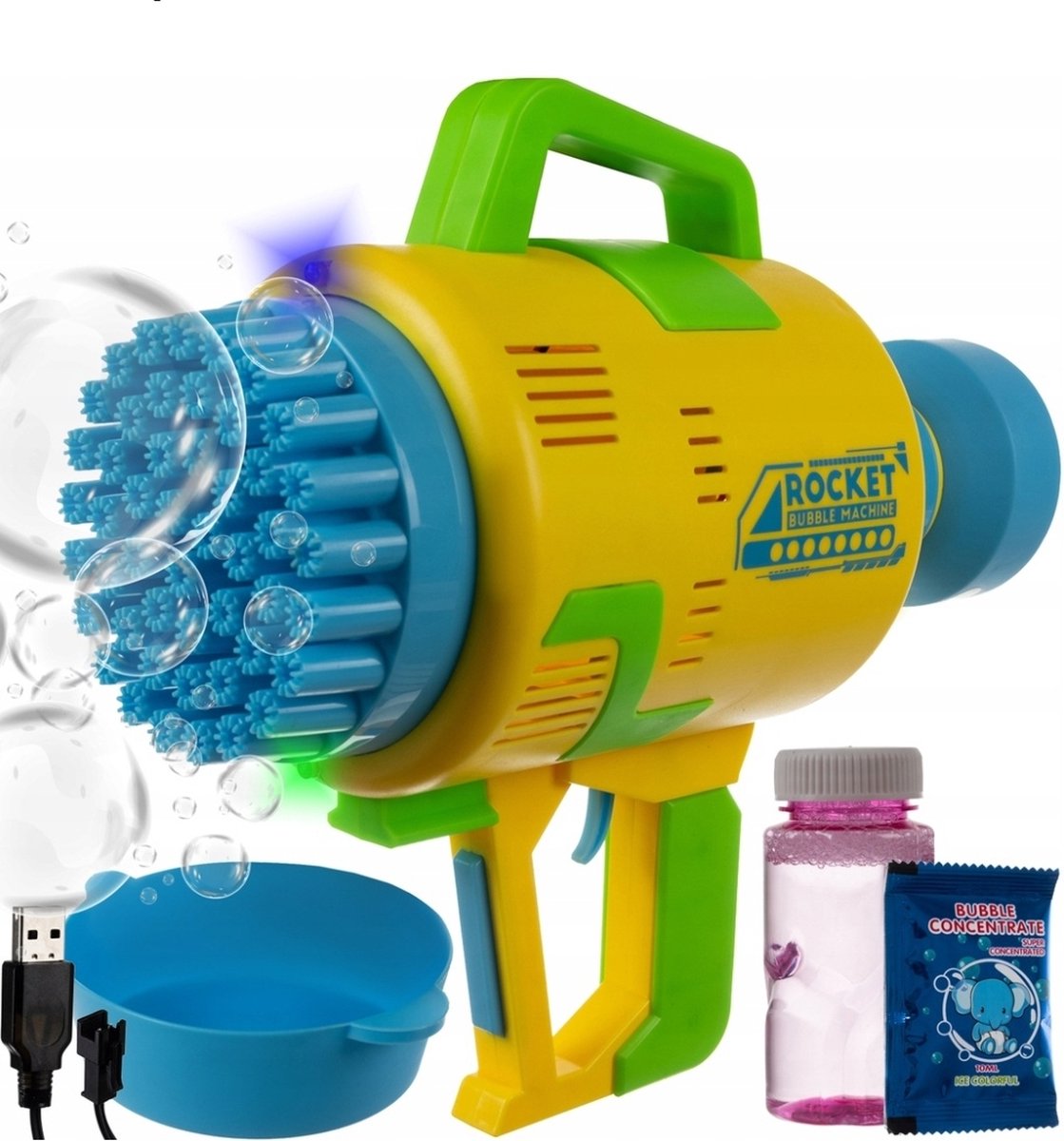 Ilso bellenblaas bazooka - bubble machine - verlichting - pistool - 45 holes