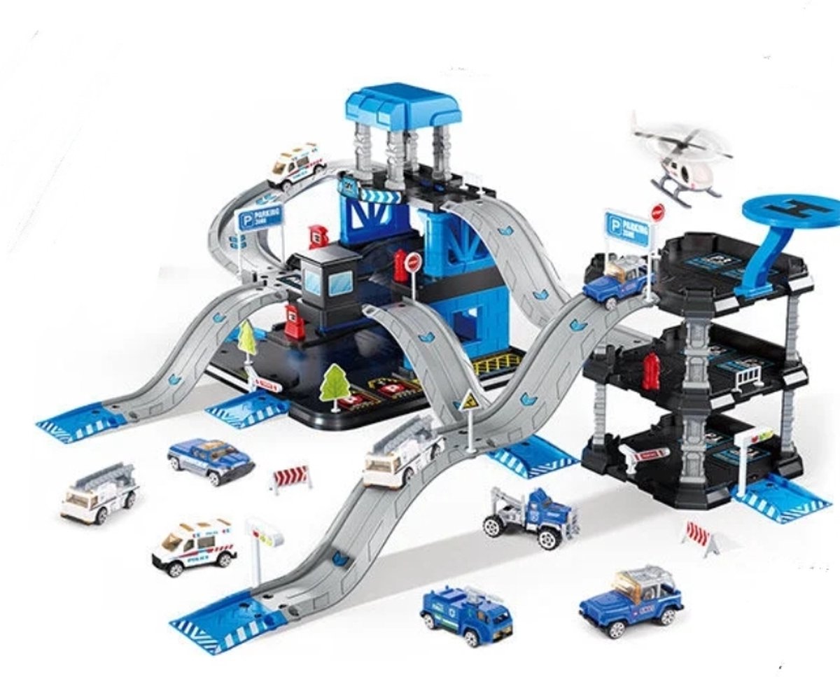 Ilso parkeergarage politie - helikopter - 6 autos - helicopter platform verkeersborden