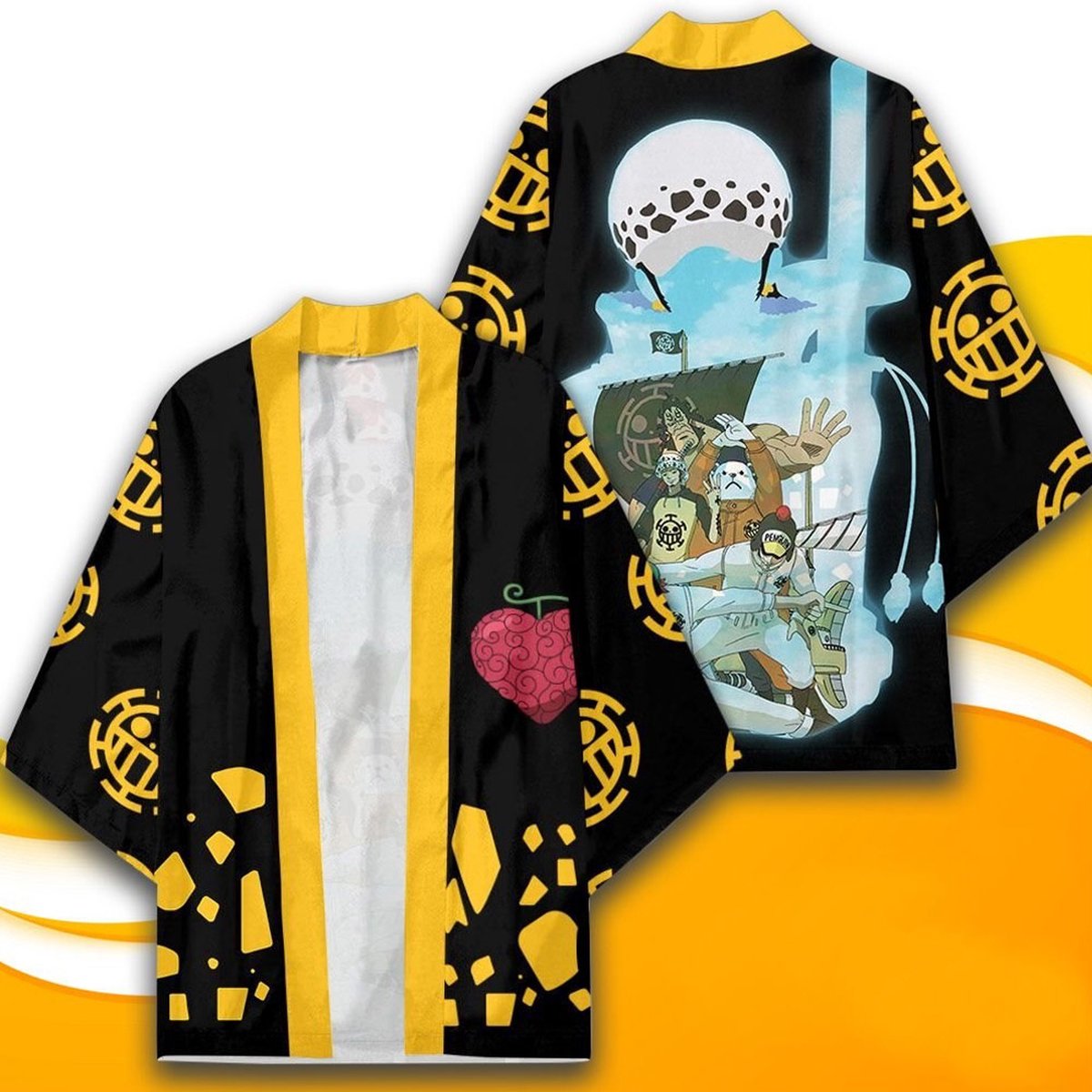 One Piece kostuum, Trafalgar Law Haori Kimono Jacket , Heart Pirates Crew Cosplay kimono, Animé jasje, cosplay kimono, Cosplay merch, Trafalgar kimono, anime kleding, Maat L