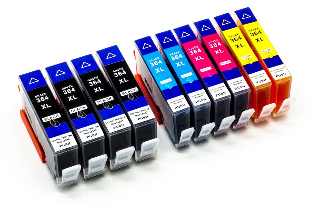 Inktdag Huismerk Compatibel Inktcartridge / Alternatief voor HP 364 XL BK, C, M, Y cartridges, 4 Zwart, 2 Cyaan, 2 Magenta, 2 Geel, Hoge Capaciteit, Multipack Set 10 Stuks