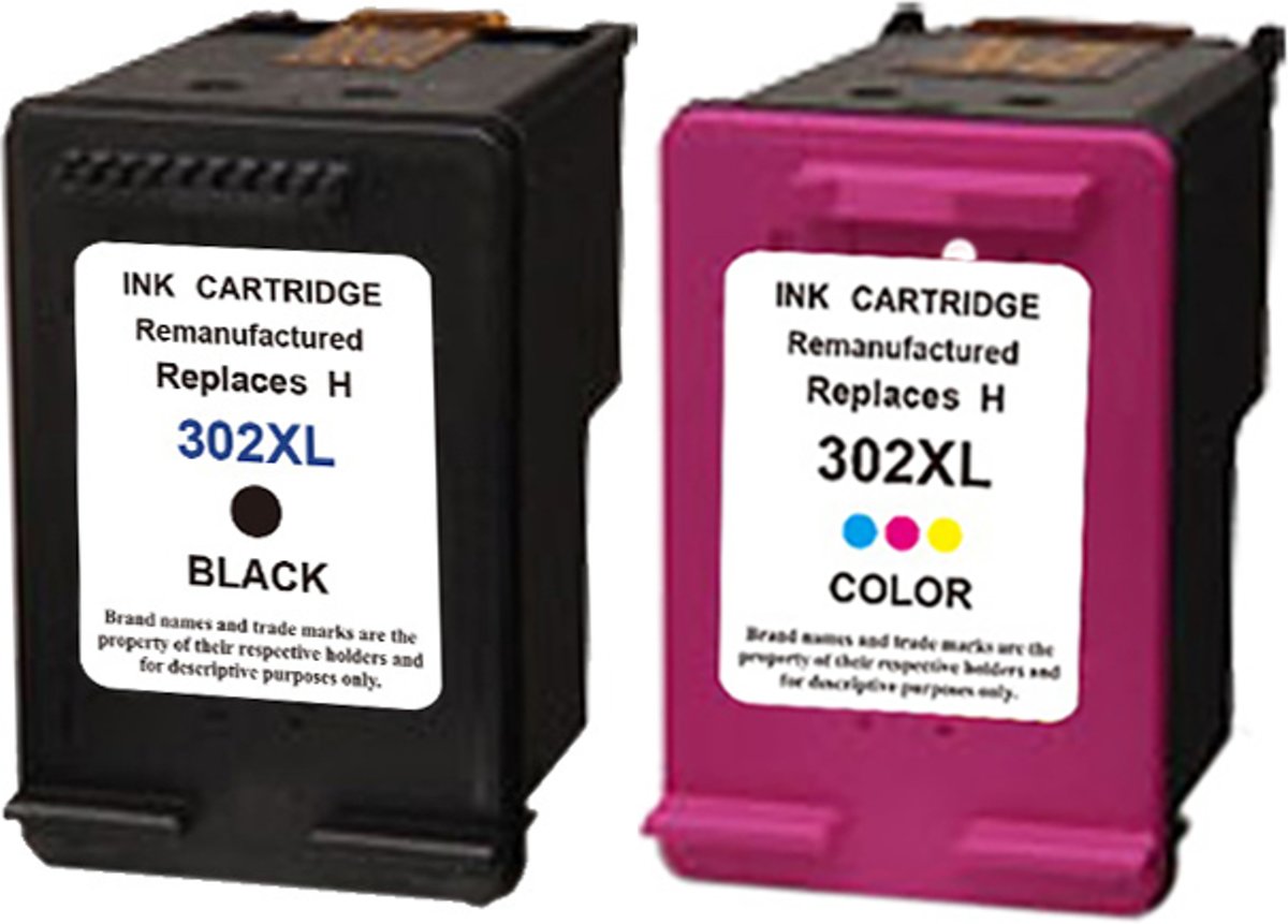 Inktdag inkcartridge alternatief voor de HP 302 XL zwart (20 ml) + kleur (18 ml)