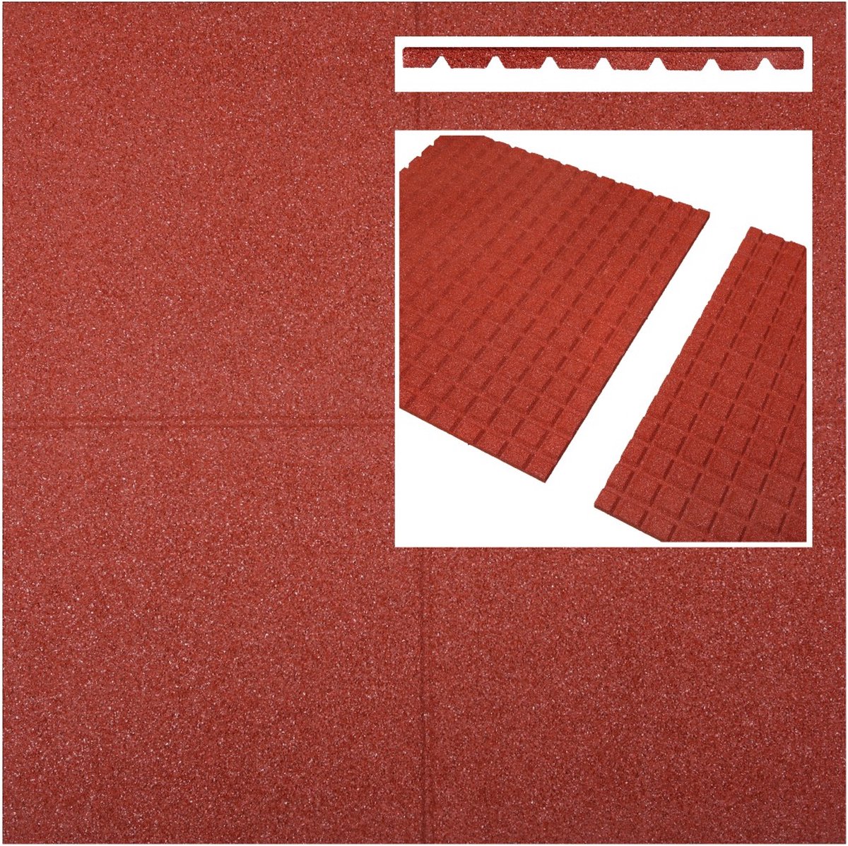 Rubberen tegels rood 500x500x65mm prijs per m2