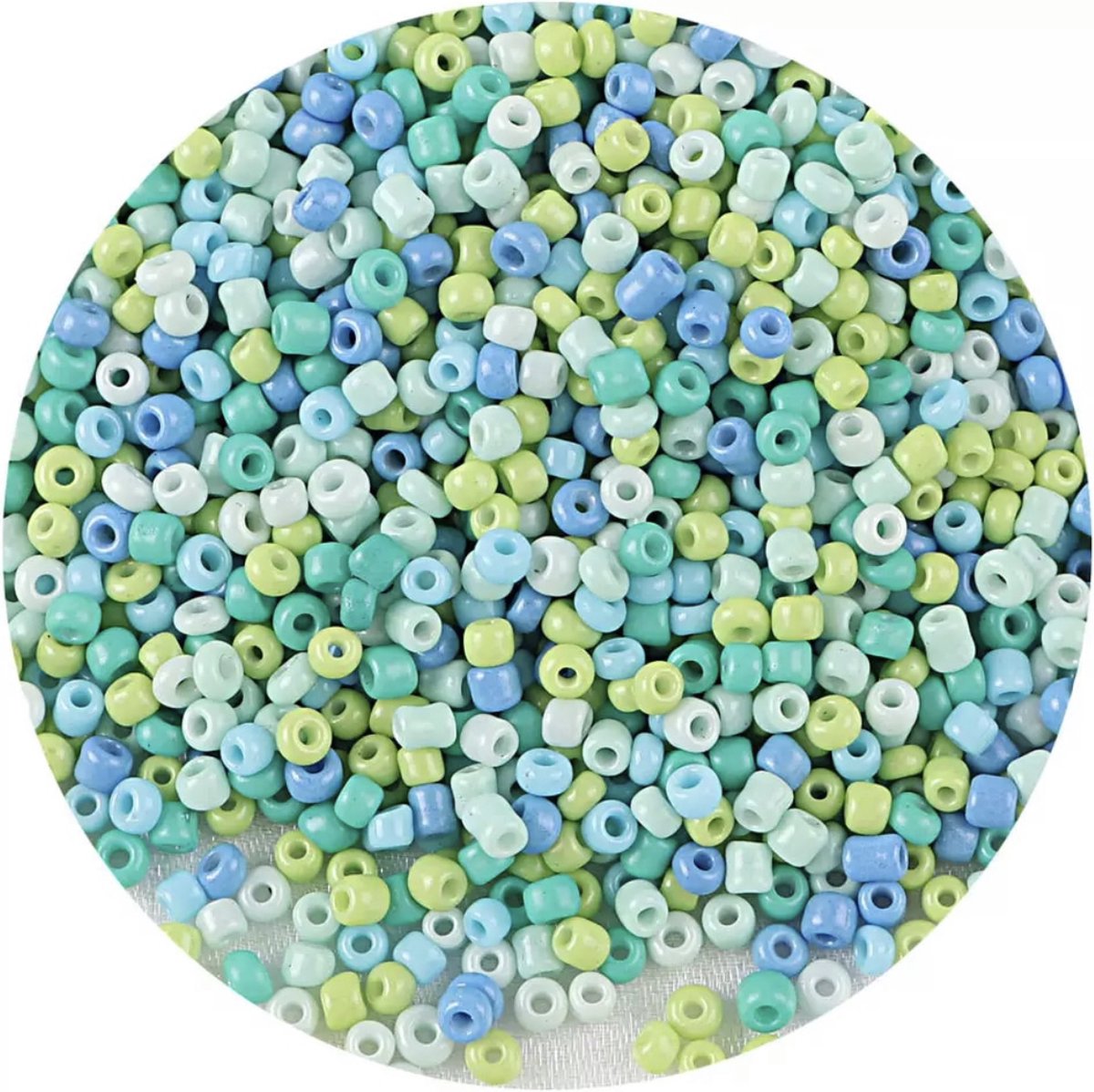 1000 kralen - blauw groene mix - Rocailles - 2 mm - ixen