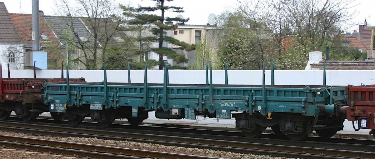 Jouef - Sncb 4-axle Flat Wagon Rmms In Turqoise Steel Plates V