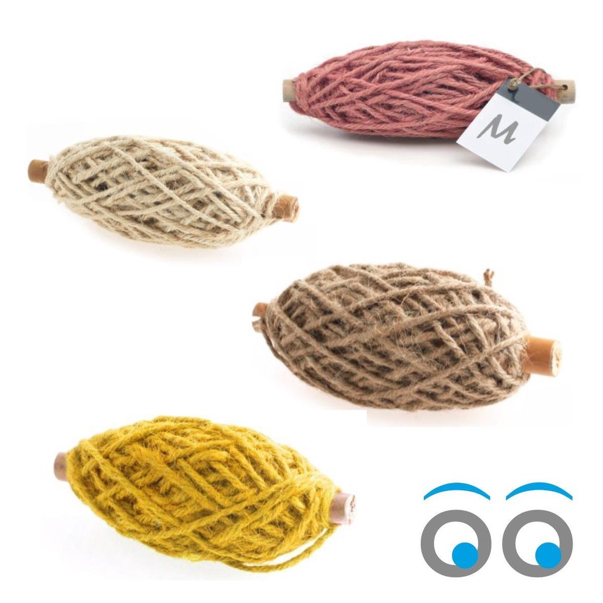 100 meter Jute Koord - Flax - Kleuren set - 3,5 mm dik (4 klosjes van 25 meter)