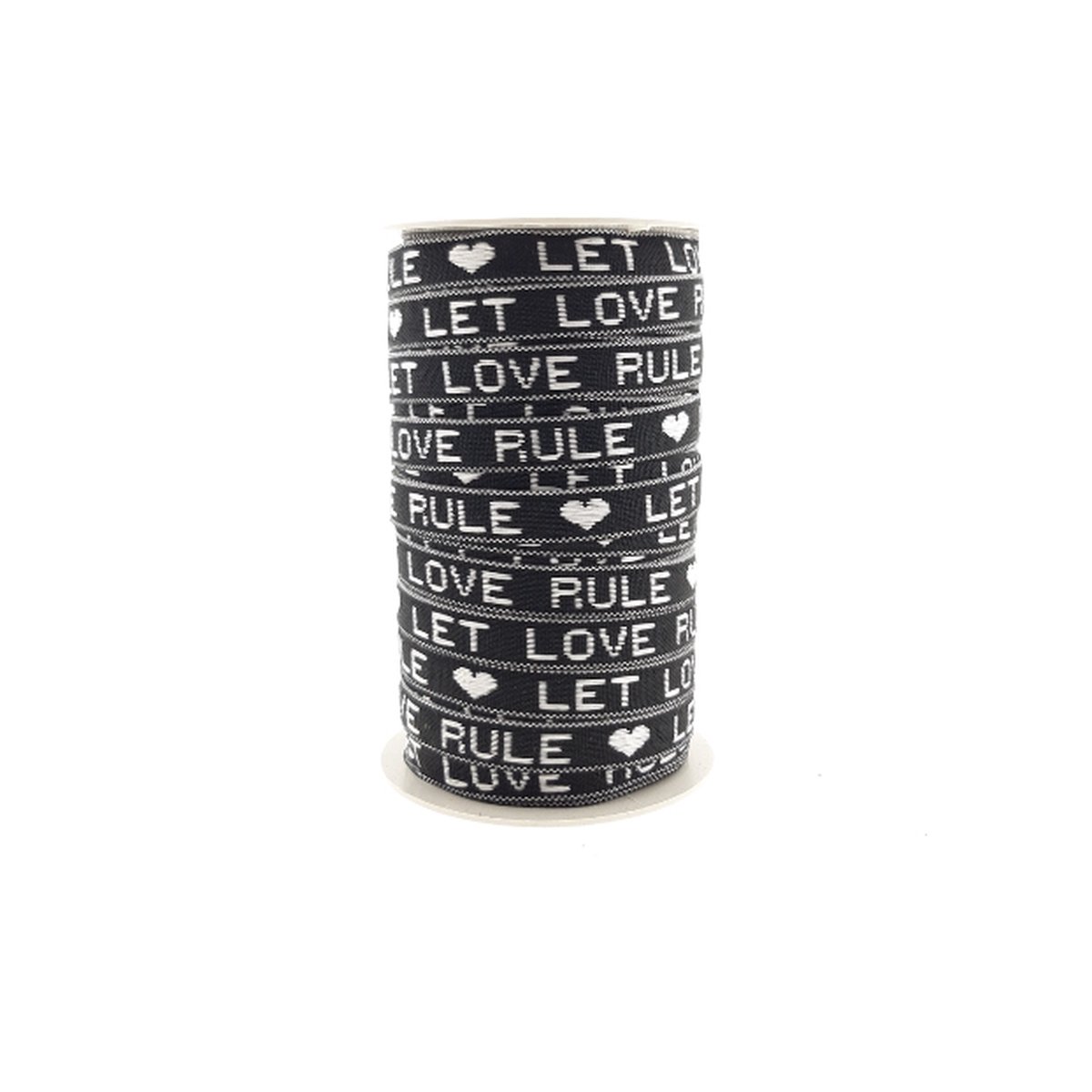 Festival lint - Let love rule - Lint zwart-wit - 25 meter - Armbandjes lint