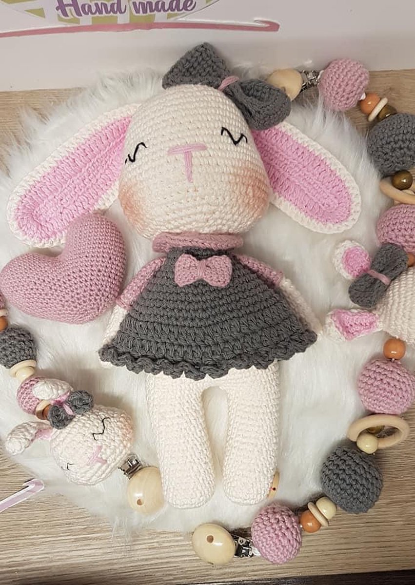 kloe het konijn gebreid knuffel -crochet