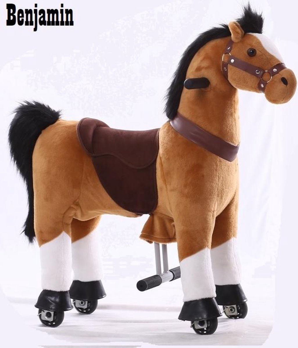 Kids-Horse Animal Riding, rijdend speelgoed paard, bruin met witte bles en hoef 3-6 jaar, Kids-Horse 