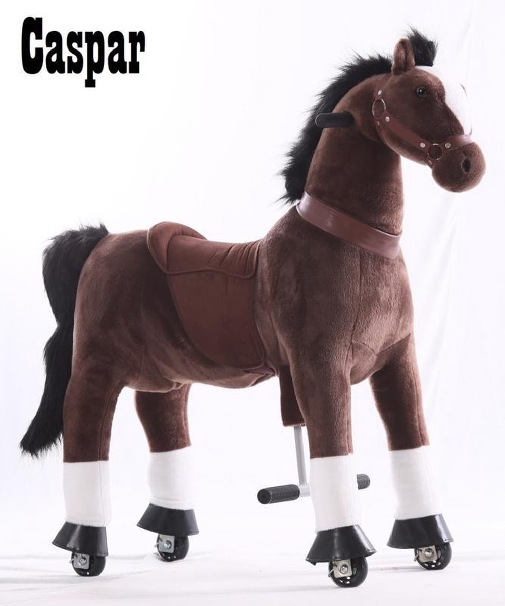 Kids-Horse Animal Riding, rijdend speelgoed paard, donkerbruin met witte bles en hoef 4-9 jaar, Kids-Horse 