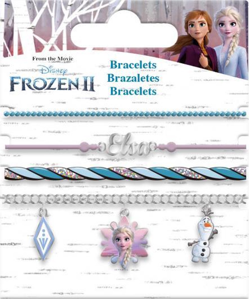 bedelarmbanden Frozen II meisjes RVS blauw 4 stuks