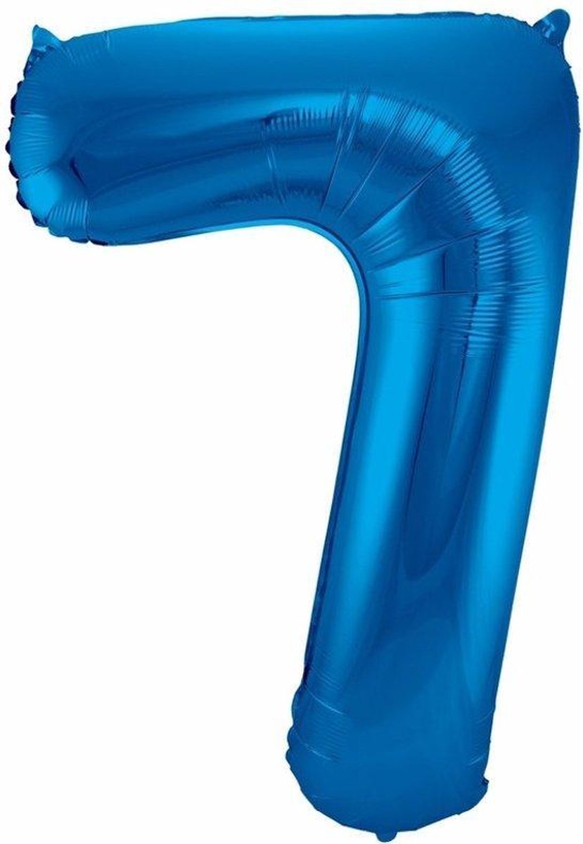 Cijferballon 7 blauw 16inch, 40cm kindercrea