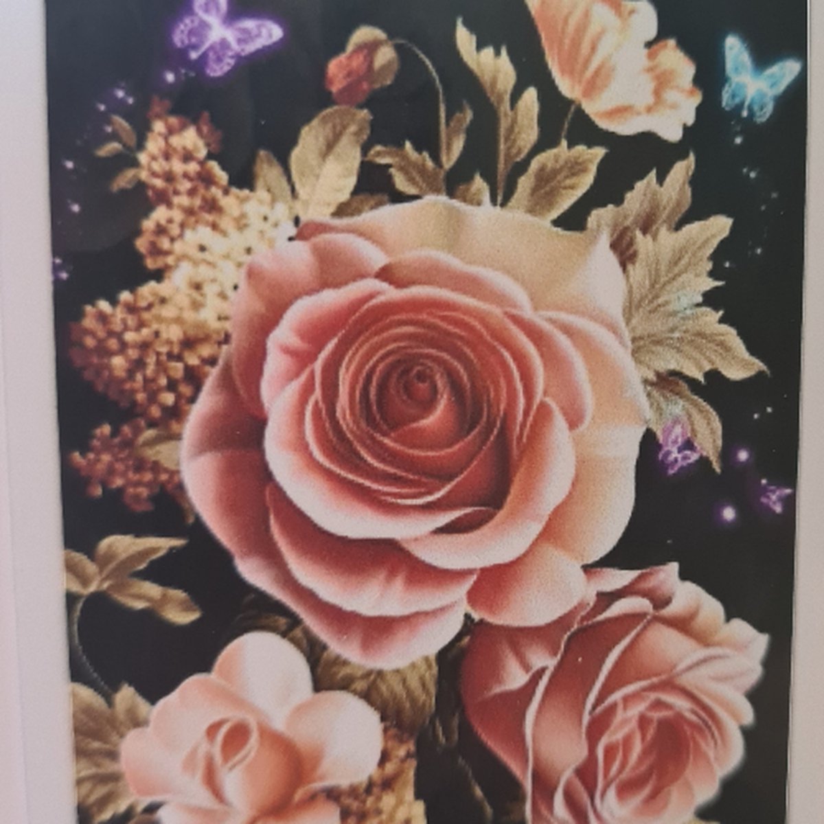 Diamond painting rozen, bloemen 5d 20x30cm Kindercrea