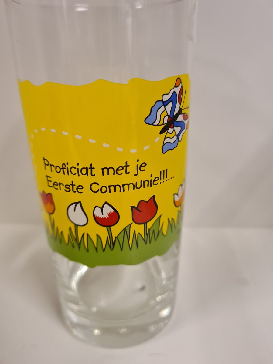 Glas Communie, Communiefeest, met zakje smnoep, Kindercrea