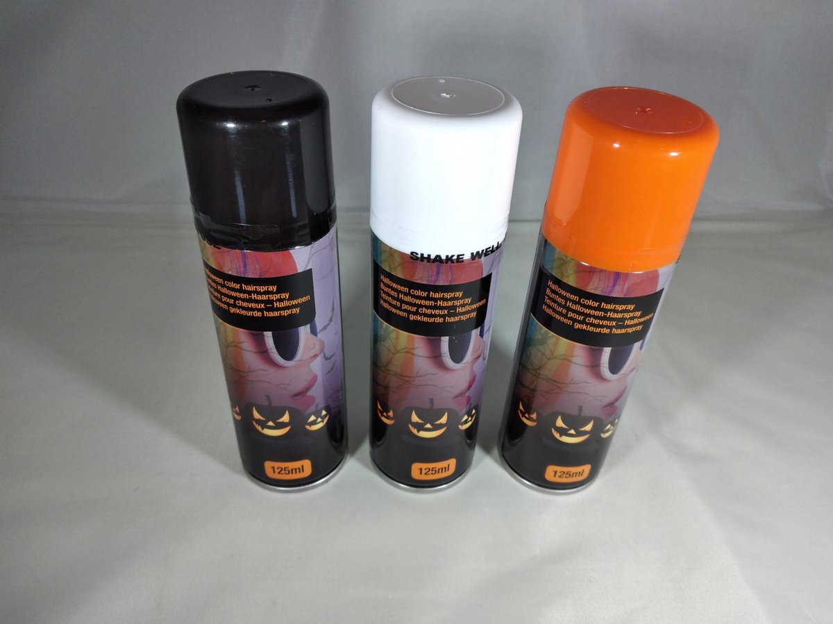 Haarspray Halloween, zwart-wit of oranje Kindercrea