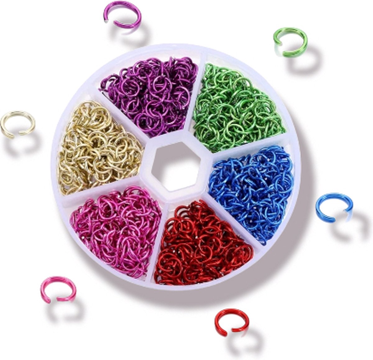 Jumprings 6mm sieradenringetjes, oogjes, regenboog 1000 stuks, Kindercrea