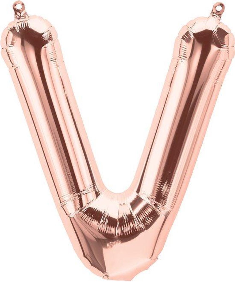 Letter V rosé-goud 16 inch, kindercrea