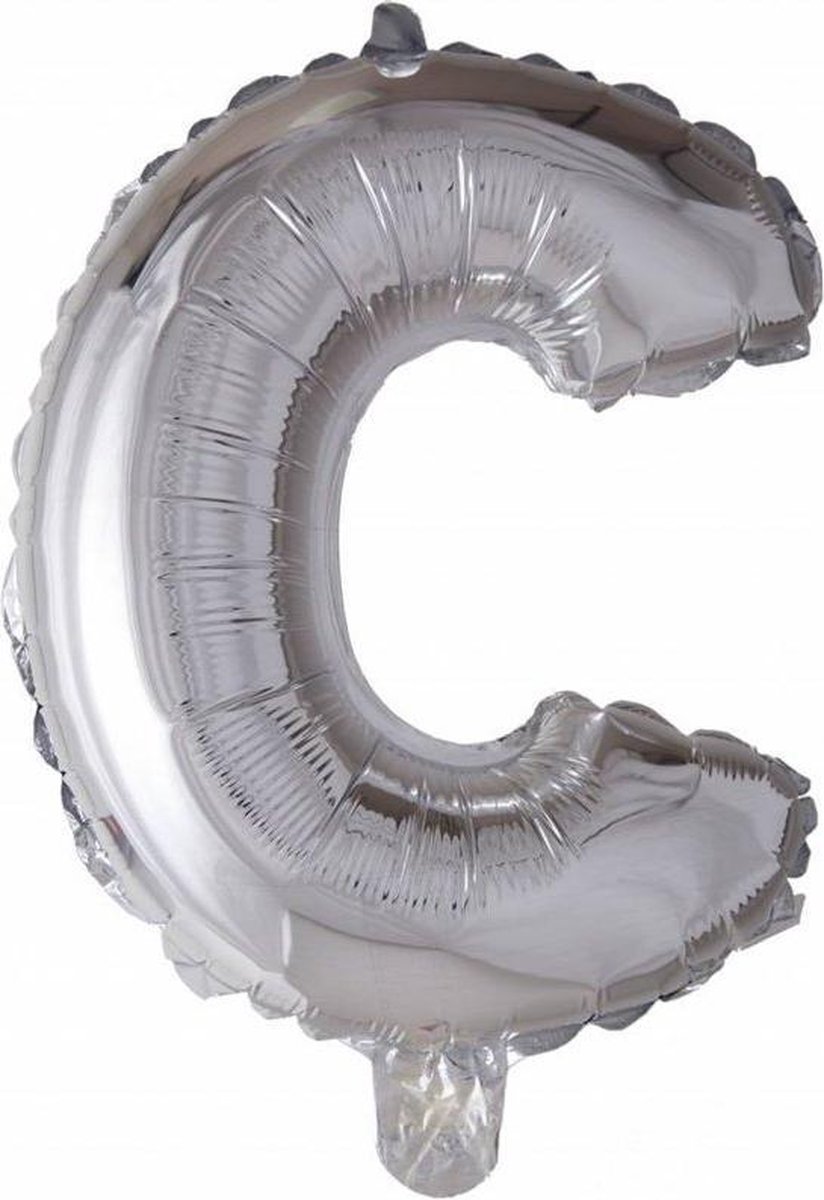 Letterballon C zilver 32 inch, kindercrea