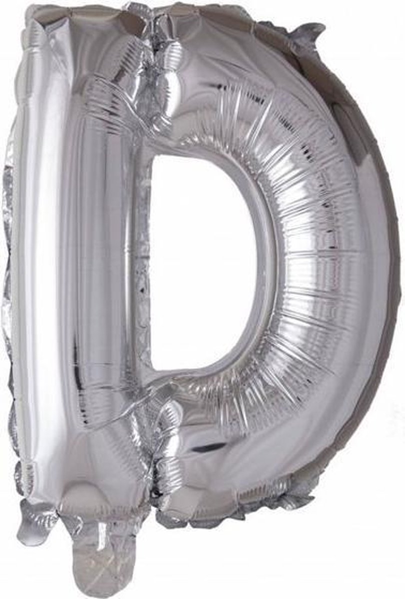 Letterballon D zilver 32 inch, kindercrea