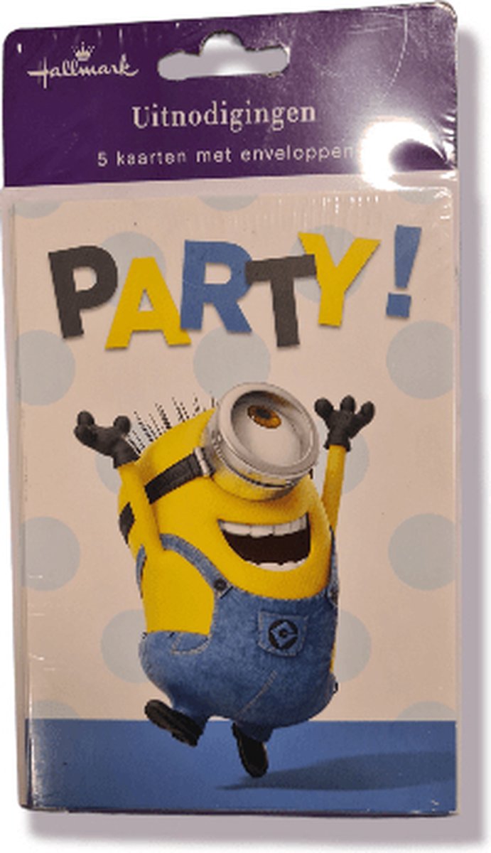 Uitnodiging minions met envelop, hallmark 5 stuks