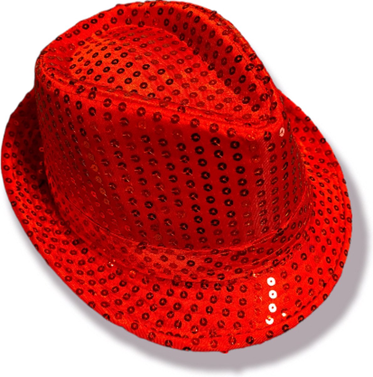 rood trilby hoed met glitters one size, kindercrea