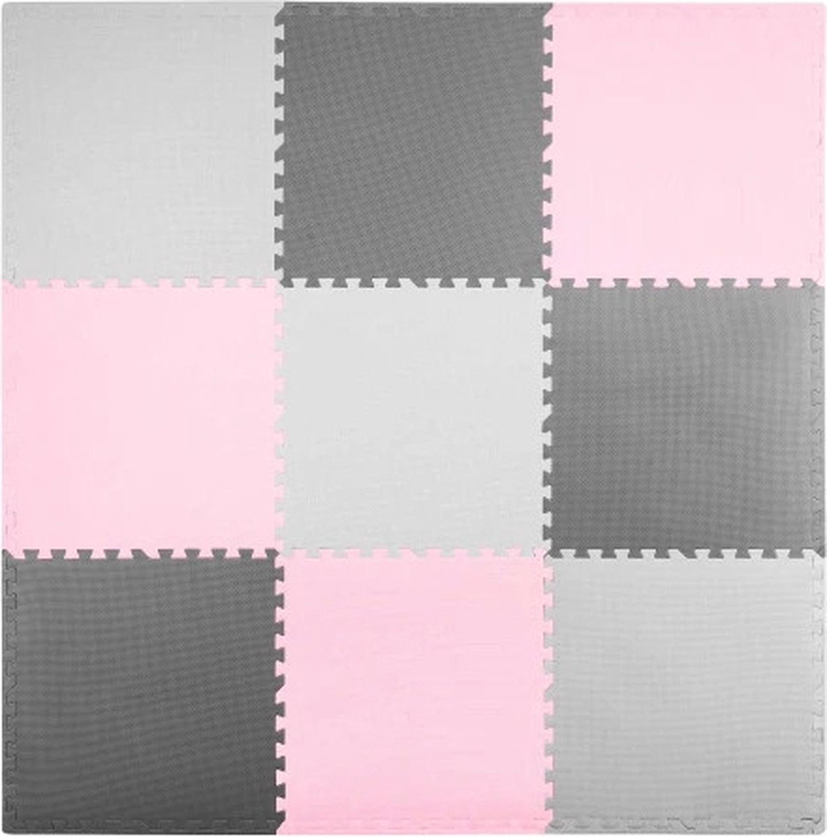 Foammat - 9 stuks  - Grijs/Roze - Speelkleed Baby -Baby Foam puzzelmat -  180  x 180 cm