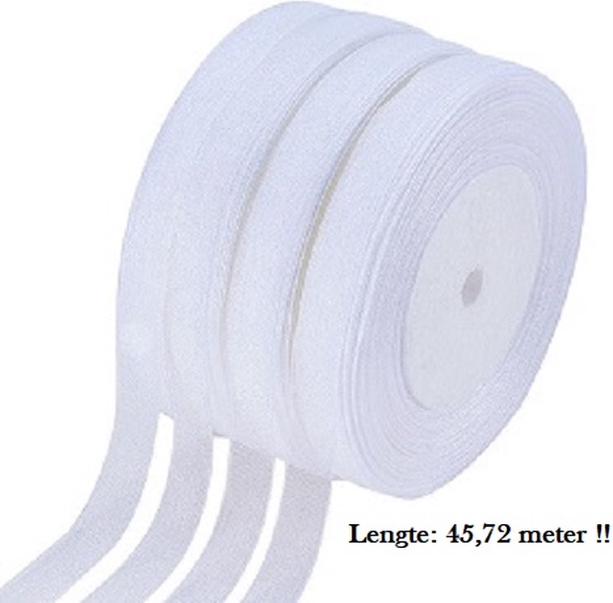 Organza lint, wit, 10mm breed. Verkocht per rol van 50 yard = 45,72 meter