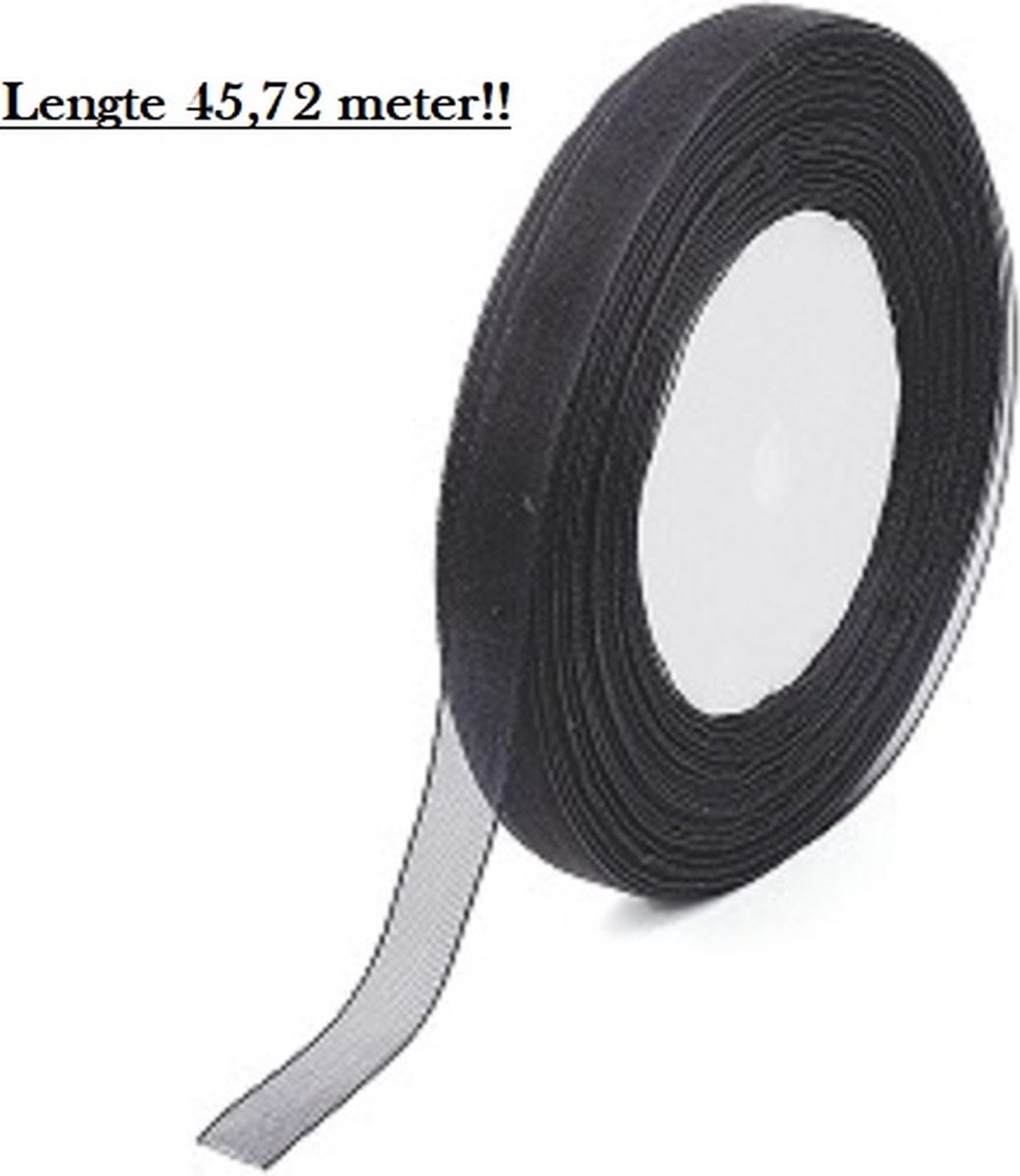 Organza lint, zwart, 10mm breed. Verkocht per rol van 50 yard = 45,72 meter