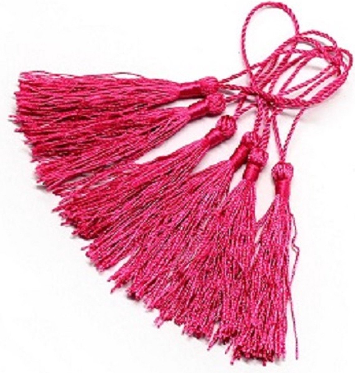 Tassels (kwastjes), 80x6mm (130mm met lus), donker roze, voor al uw creatieve ideeën. Verkocht per 50 stuks