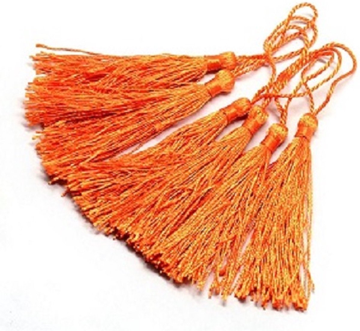 Tassels (kwastjes), 80x6mm (130mm met lus), oranje, voor al uw creatieve ideeën. Verkocht per 50 stuks