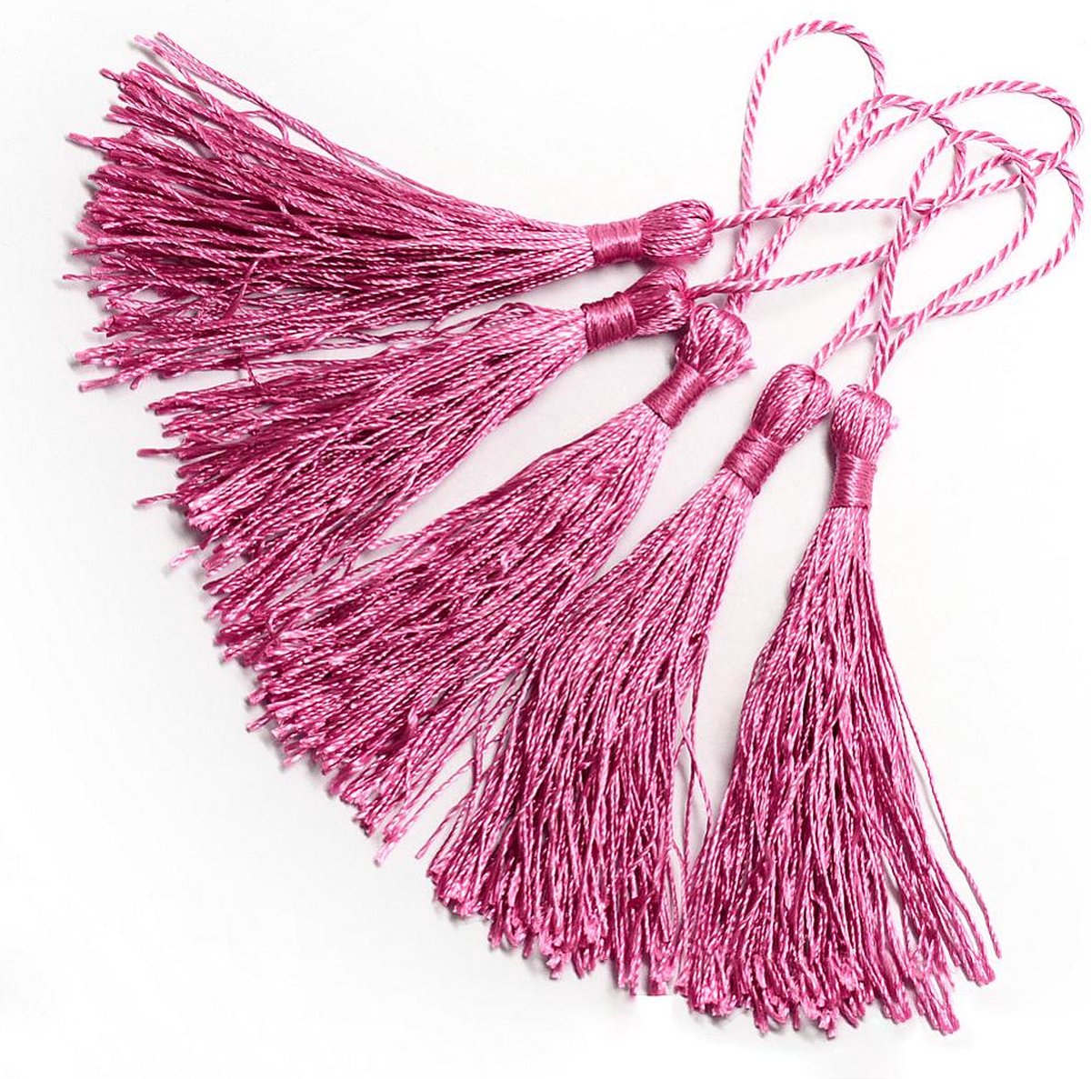 Tassels (kwastjes), 80x6mm (130mm met lus), oudroze, voor al uw creatieve ideeën. Verkocht per 50 stuks