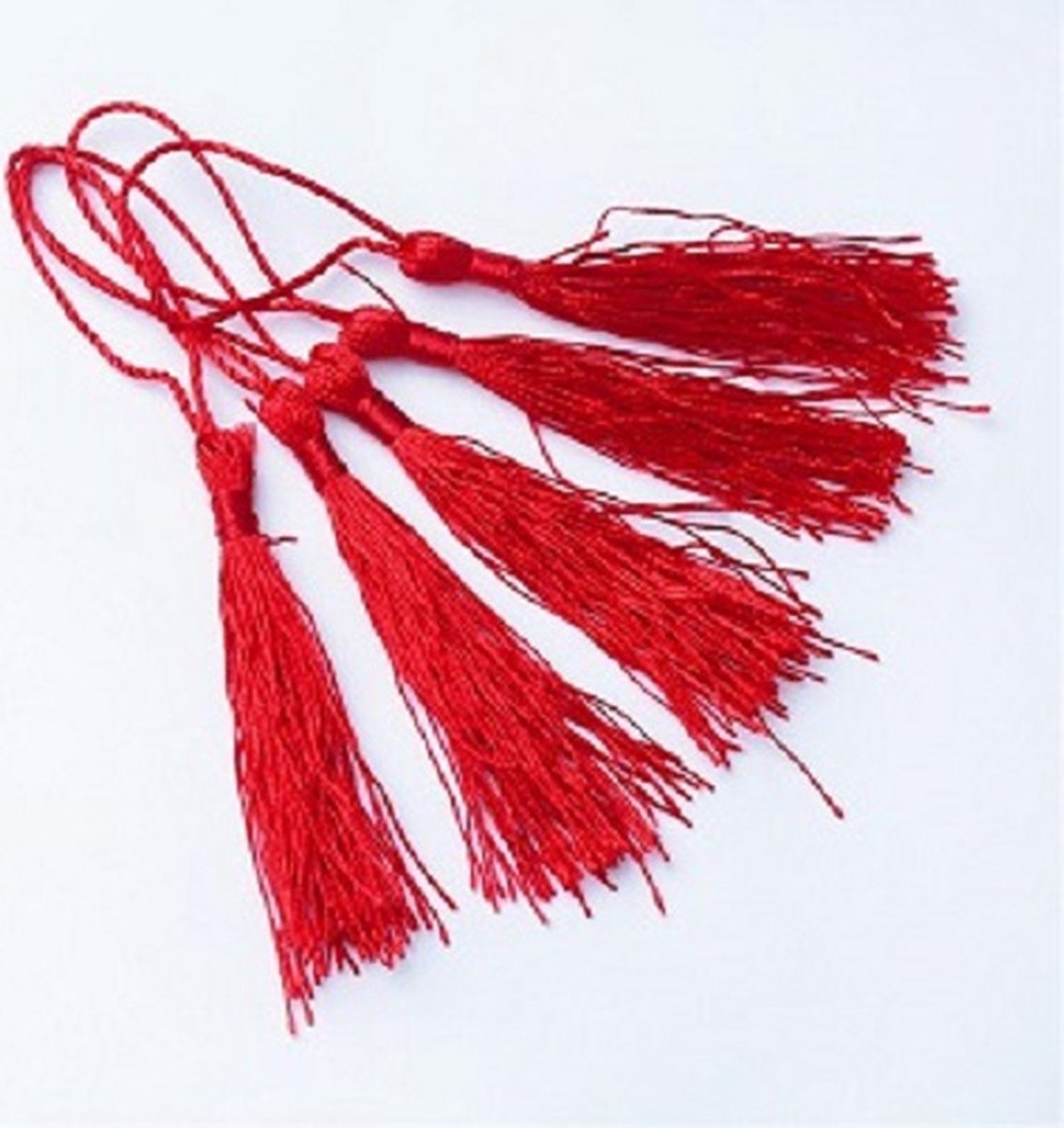 Tassels (kwastjes), 80x6mm (130mm met lus), rood, voor al uw creatieve ideeën. Verkocht per 50 stuks