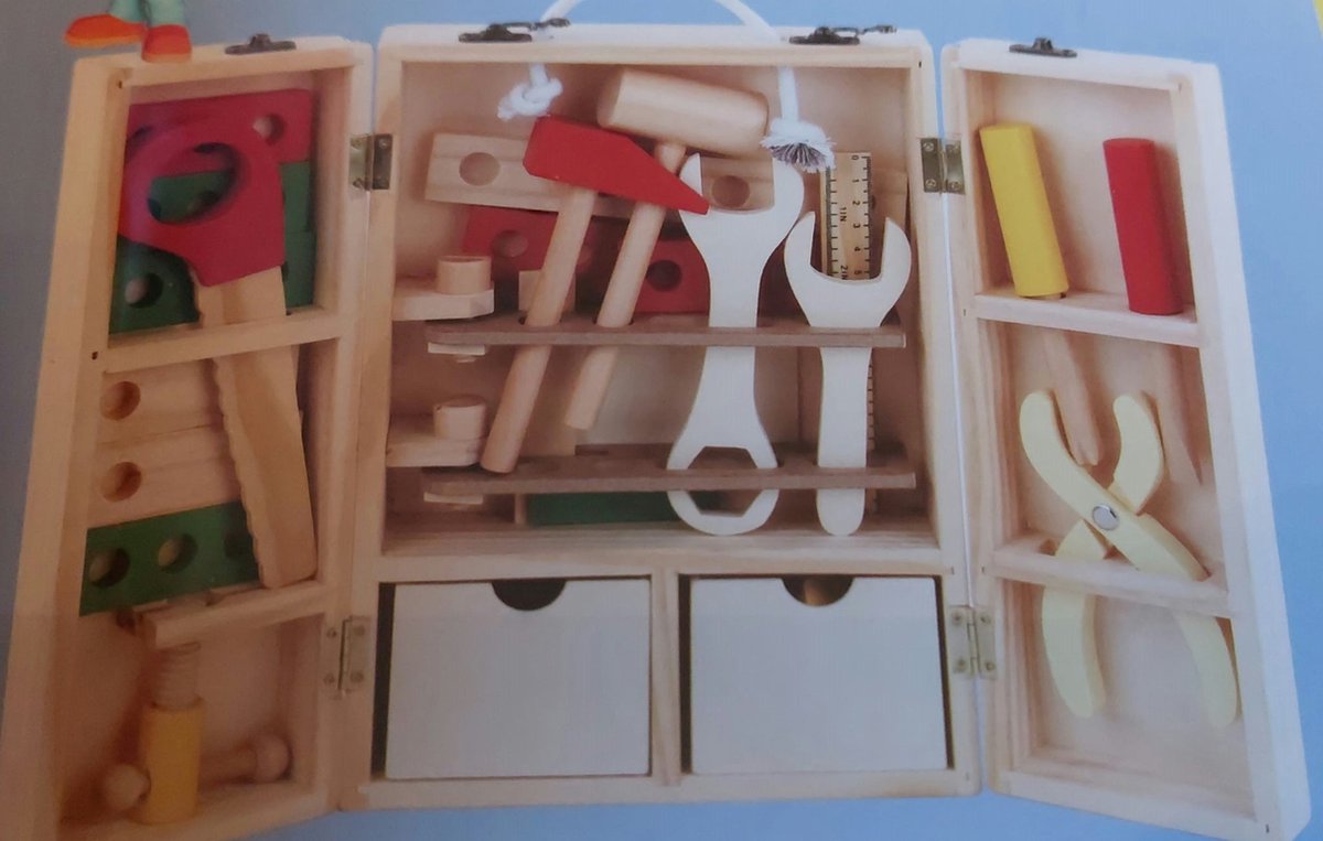 Houten gereedschap set voor kinderen - gereedschapskist - educatieve speelgoed - leren en spelen - ontwikkelen - geweldig cadeau voor jongens
