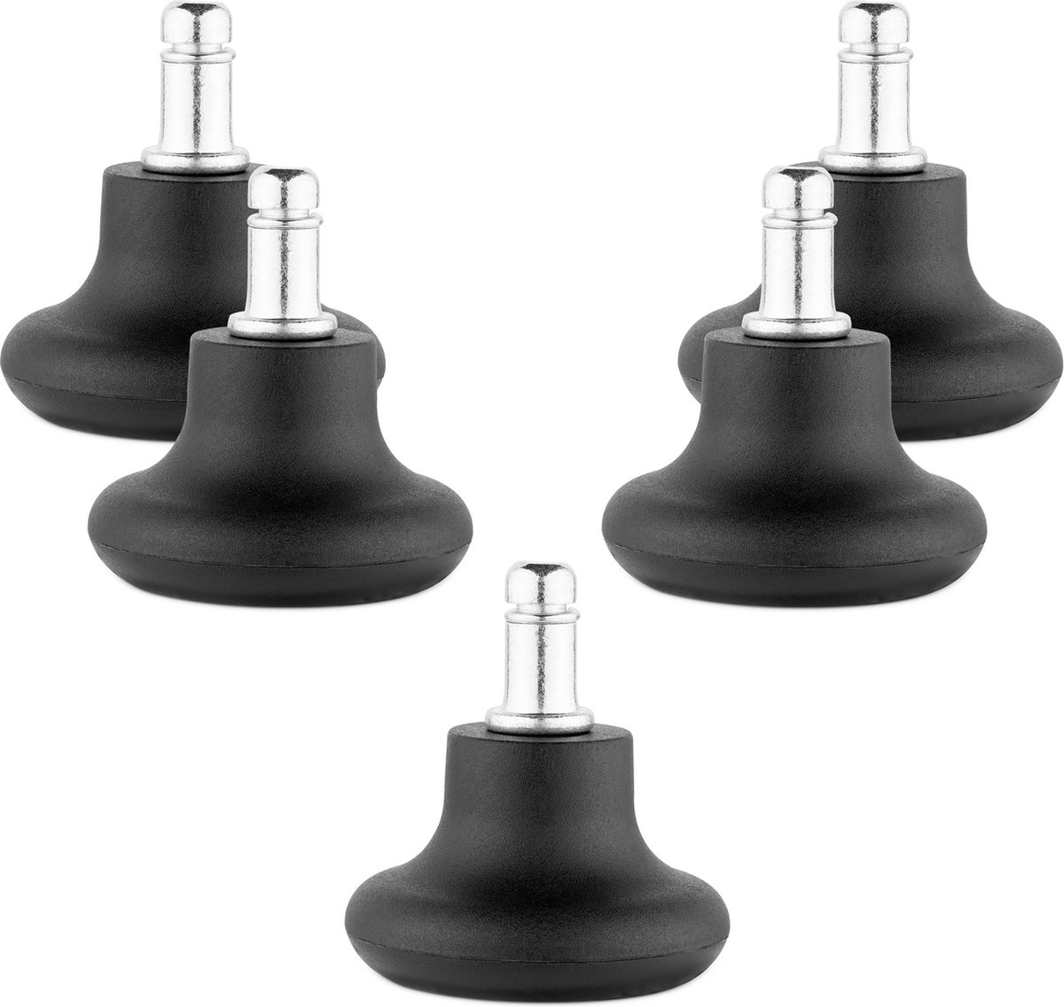   set van 5 bureaustoel glijders - 11/22mm - Ter vervanging van wieltjes - 5 pootjes voor bureaustoel met viltpads - Zwart