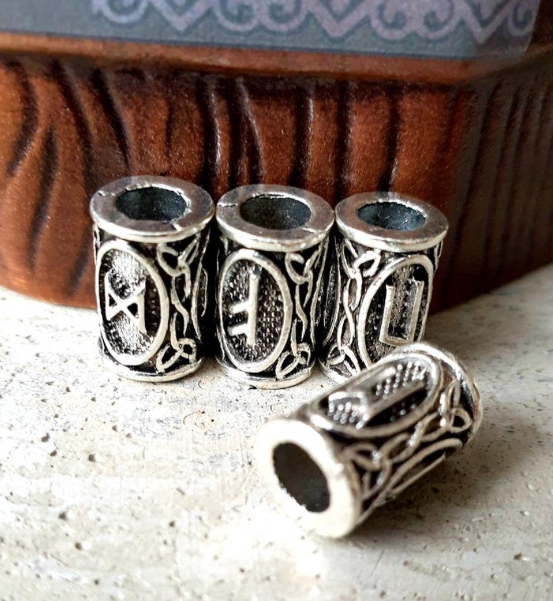 Baardkralen, Viking, Runes, Zilver, Mannen, 6x