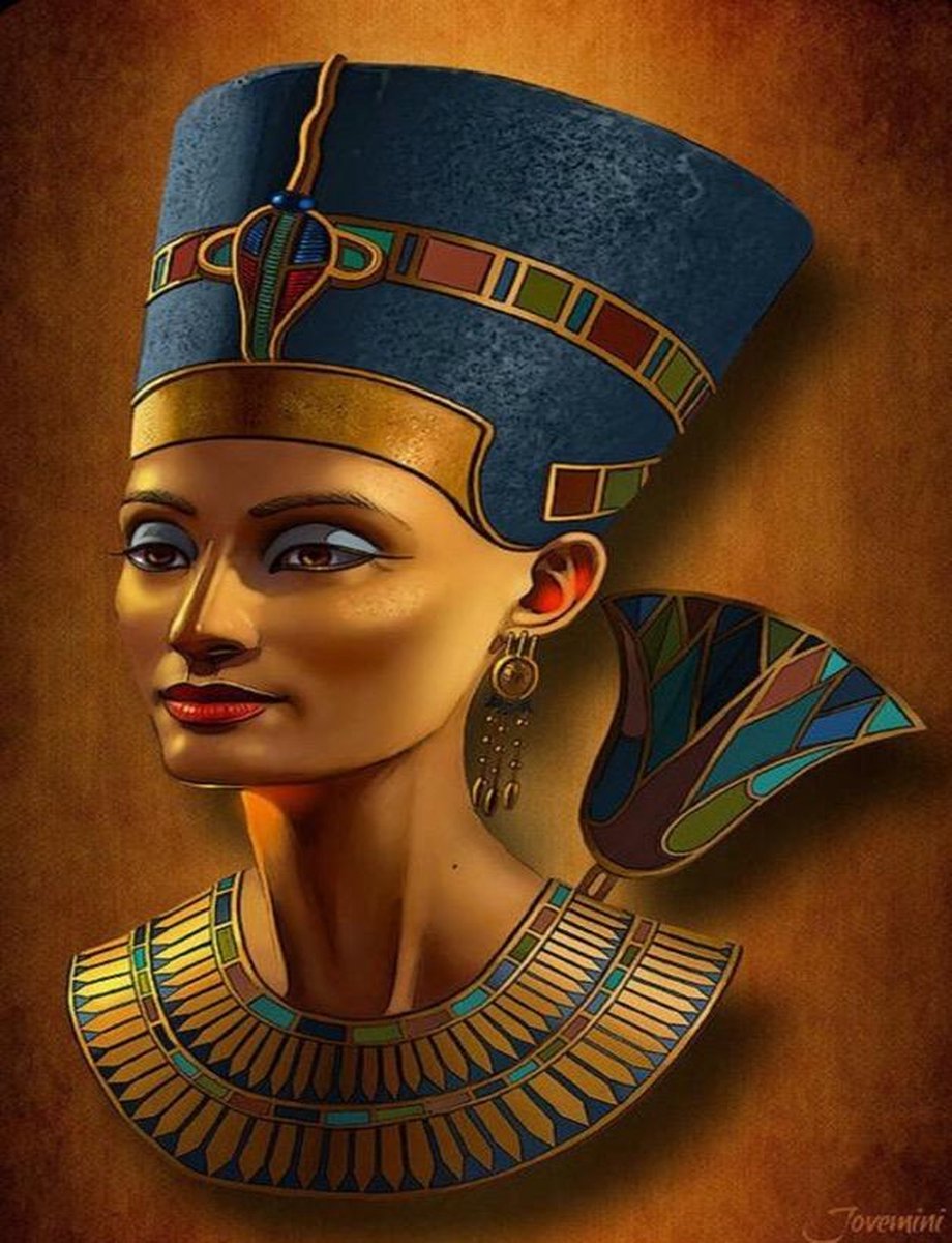 Lenks Diamond painting Egyptische dame 40 X 50cm ronde steentjes full paint Diamond Paint